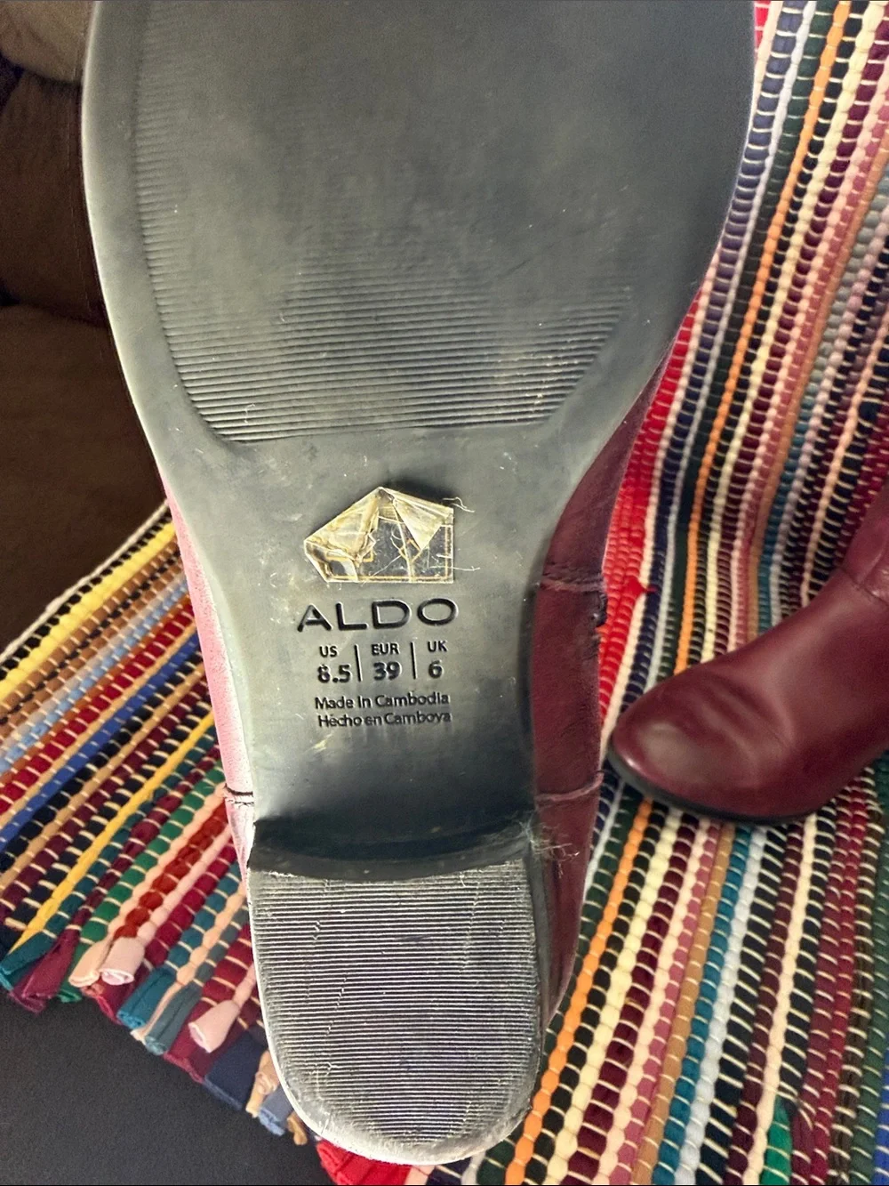 Aldo Over-the-Knee Leather Boots in Deep Wine